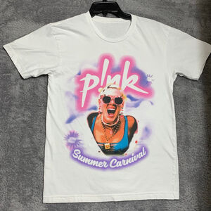 P!nk Summer Carnival 2023 Tour T-Shirt Unisex Small White Graphic Concert Tee‎